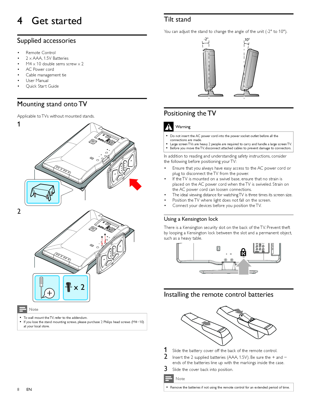 Philips 19PFL4505D, 22PFL4505D user manual Get started 