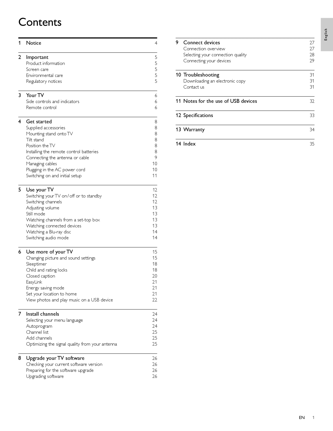 Philips 22PFL4505D user manual Contents 