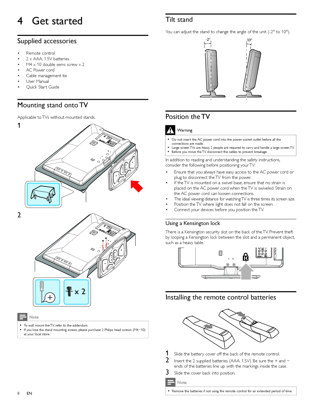 Philips 22PFL4505D user manual Get started 