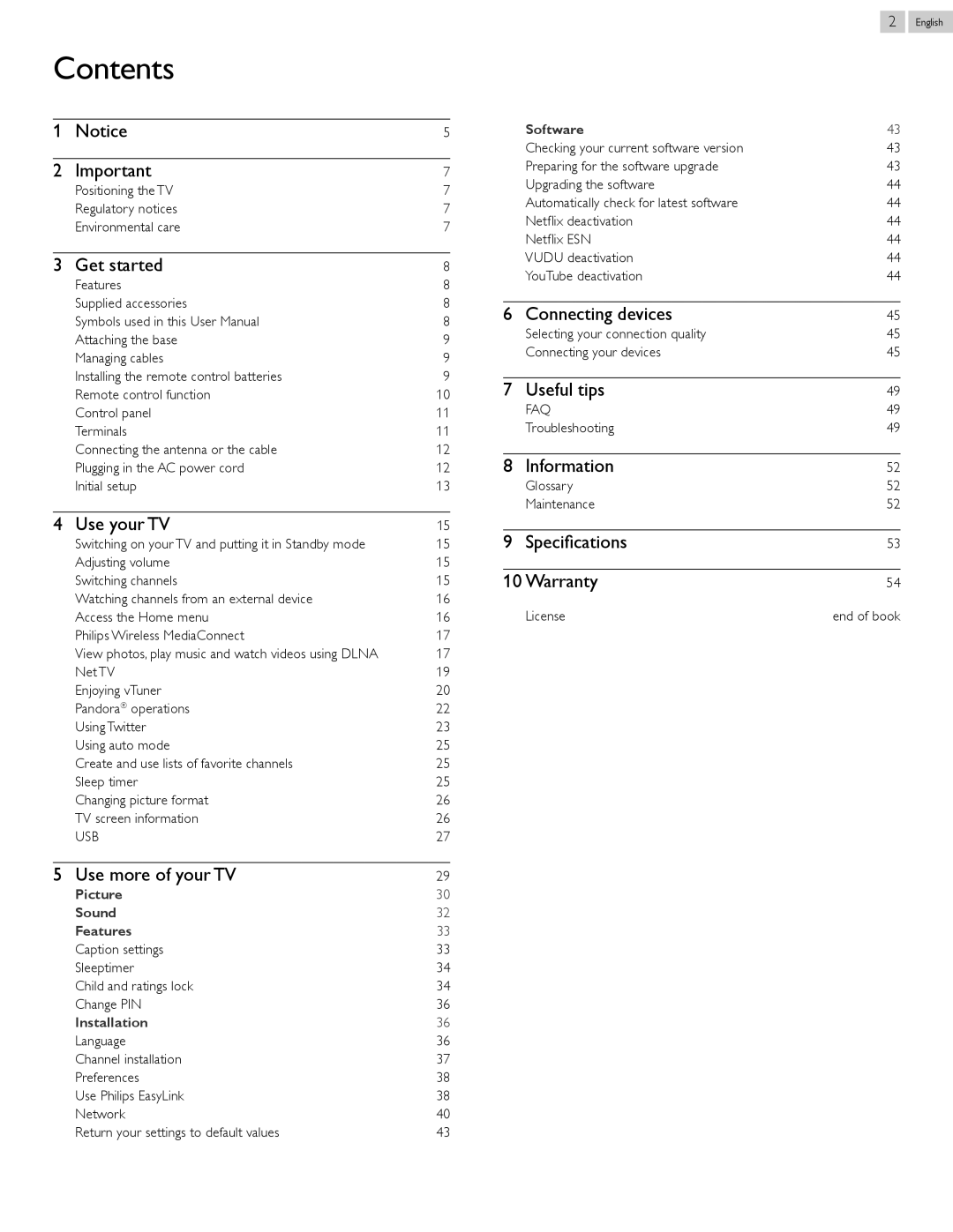 Philips 32PFL4907, 22PFL4907, 26PFL4907 user manual Contents 