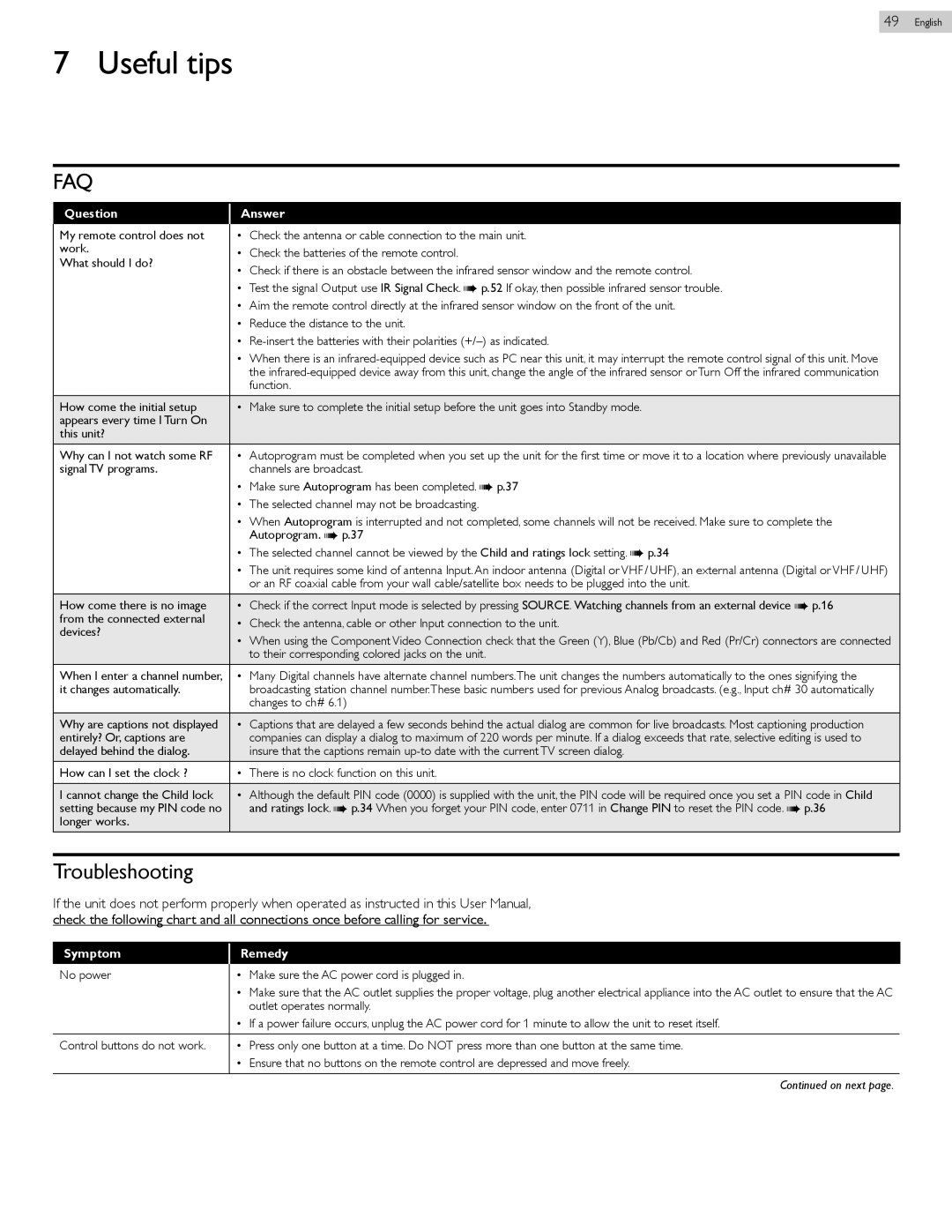 Philips 26PFL4907, 22PFL4907, 32PFL4907 user manual Useful tips, Troubleshooting 