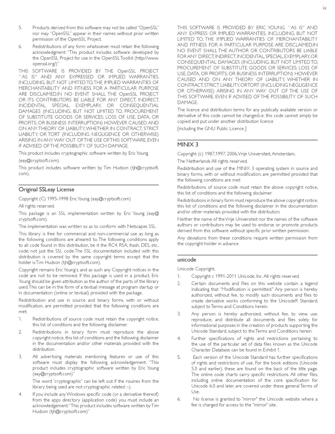 Philips 22PFL4907, 26PFL4907, 32PFL4907 user manual Original SSLeay License, Unicode, Including the GNU Public Licence 