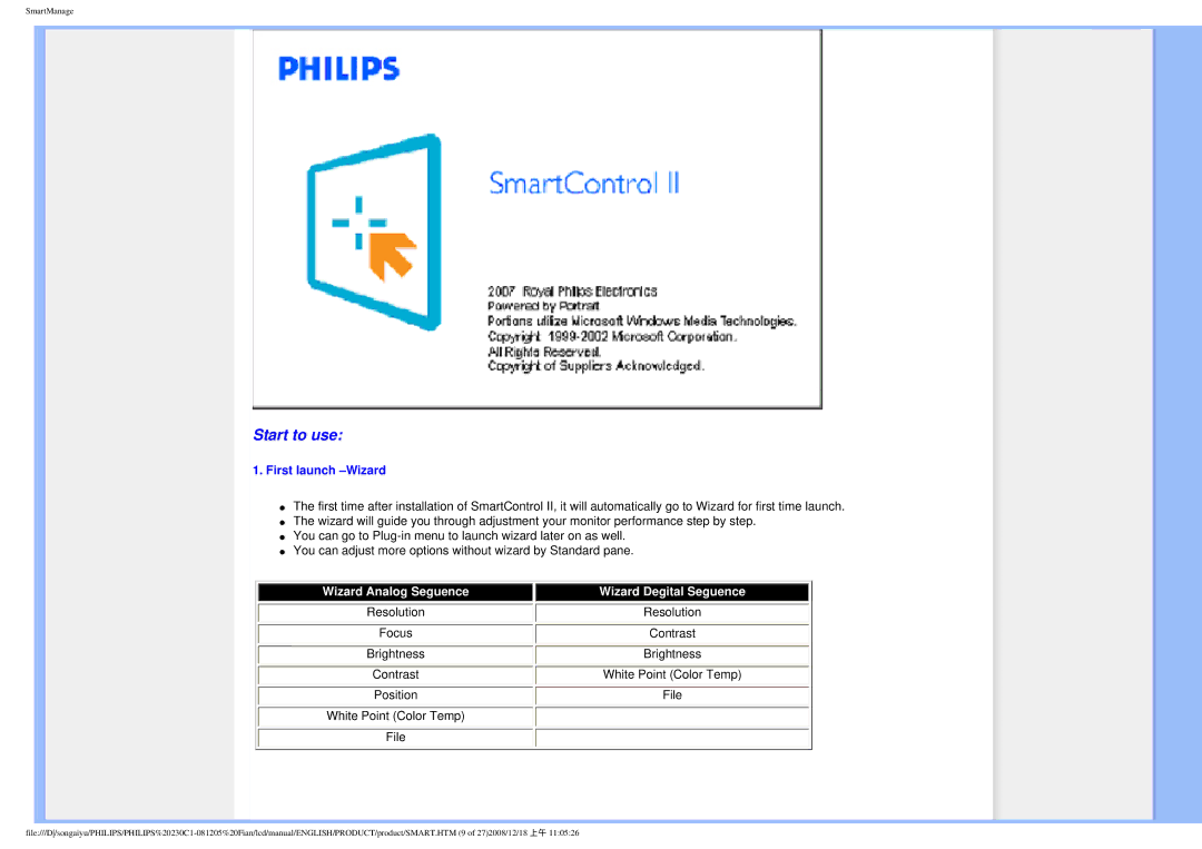 Philips 230C1 user manual Start to use 