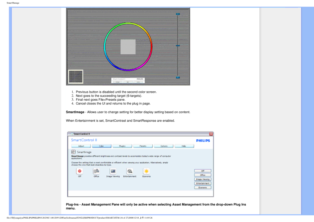 Philips 230C1 user manual SmartManage 