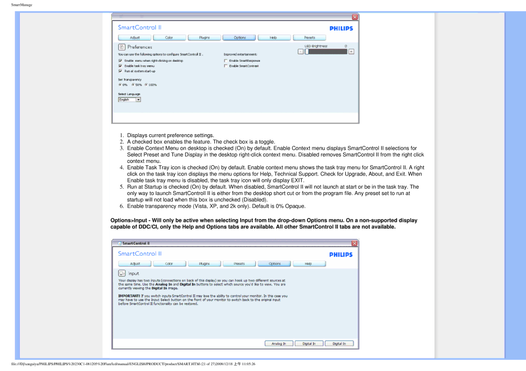 Philips 230C1 user manual SmartManage 