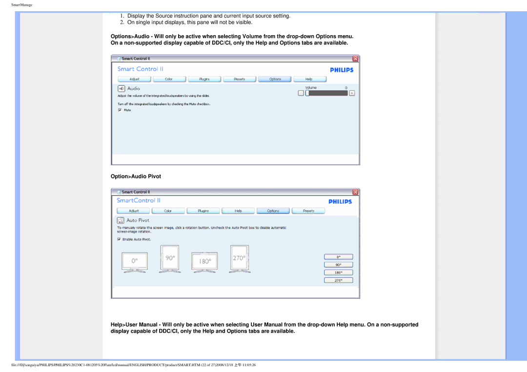 Philips 230C1 user manual SmartManage 