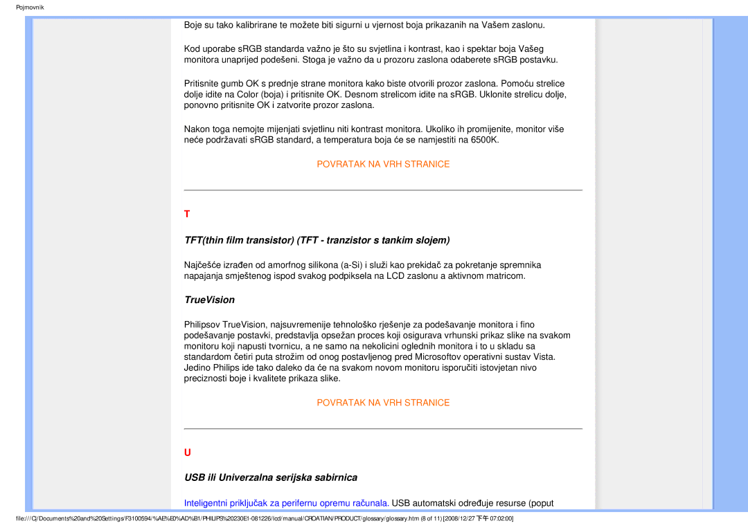 Philips 2.30E+03 user manual TFTthin film transistor TFT tranzistor s tankim slojem, TrueVision 