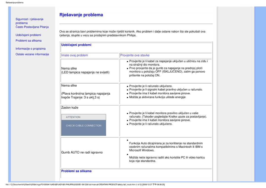 Philips 2.30E+03 user manual Rješavanje problema 