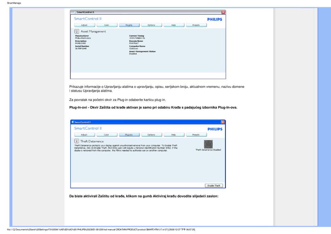 Philips 2.30E+03 user manual SmartManage 