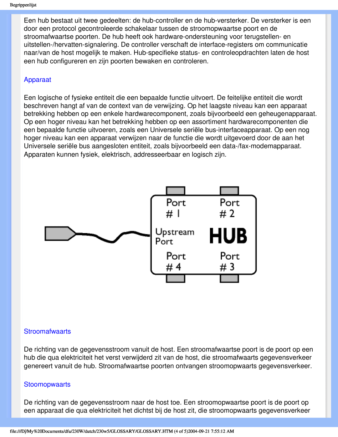 Philips 230W user manual Apparaat, Stroomafwaarts, Stoomopwaarts 
