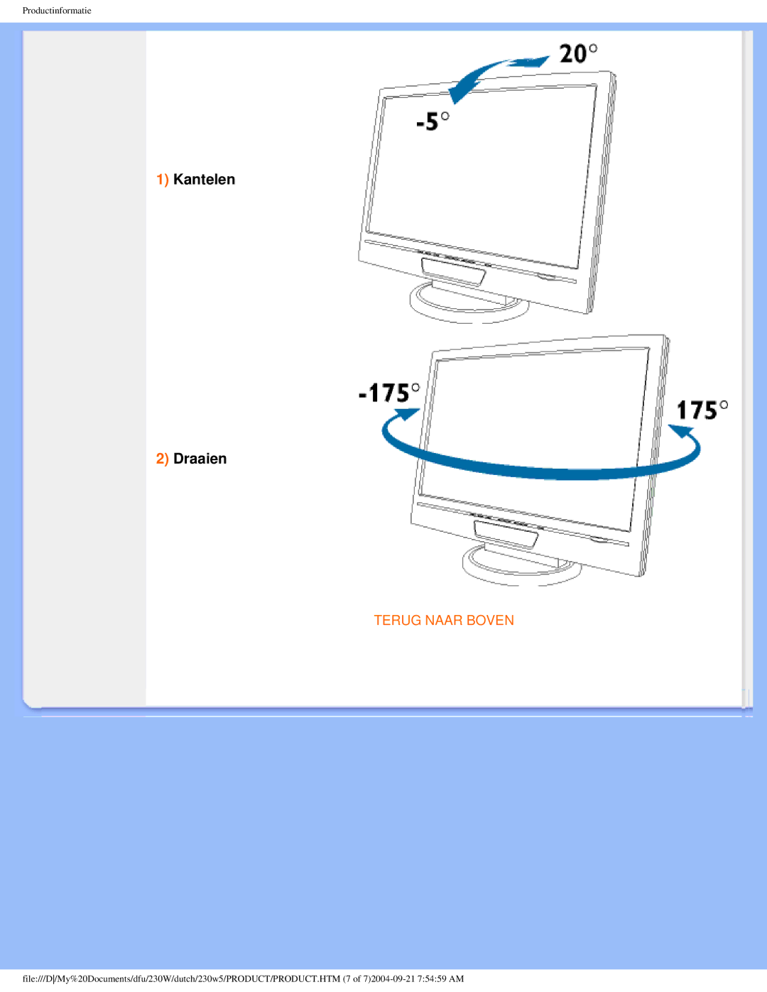 Philips 230W user manual Kantelen Draaien 