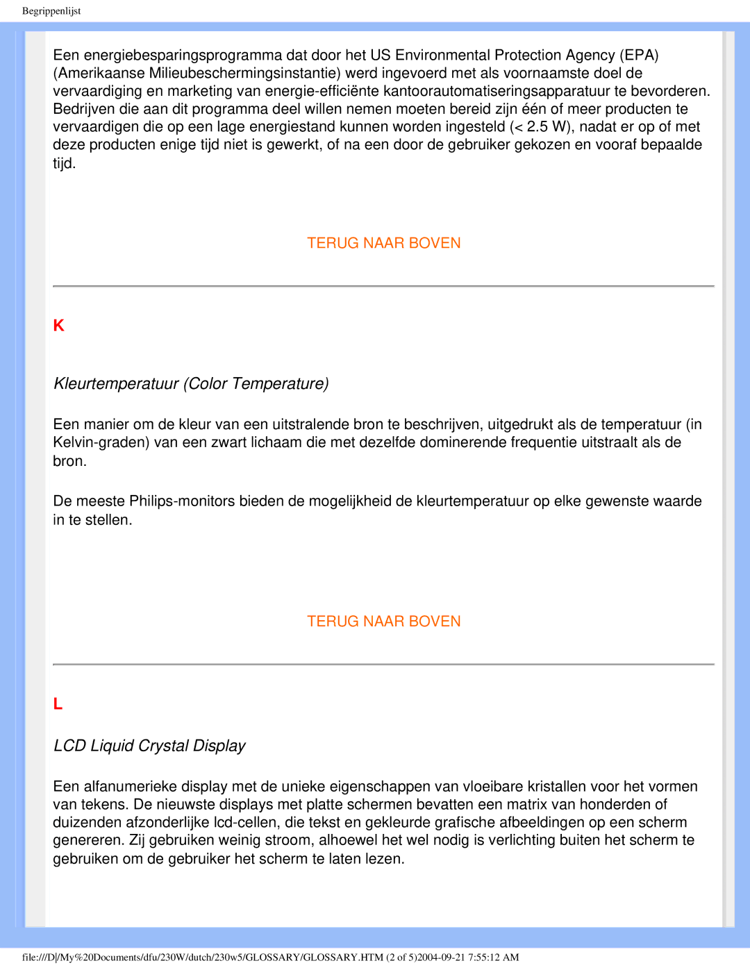 Philips 230W user manual Kleurtemperatuur Color Temperature 