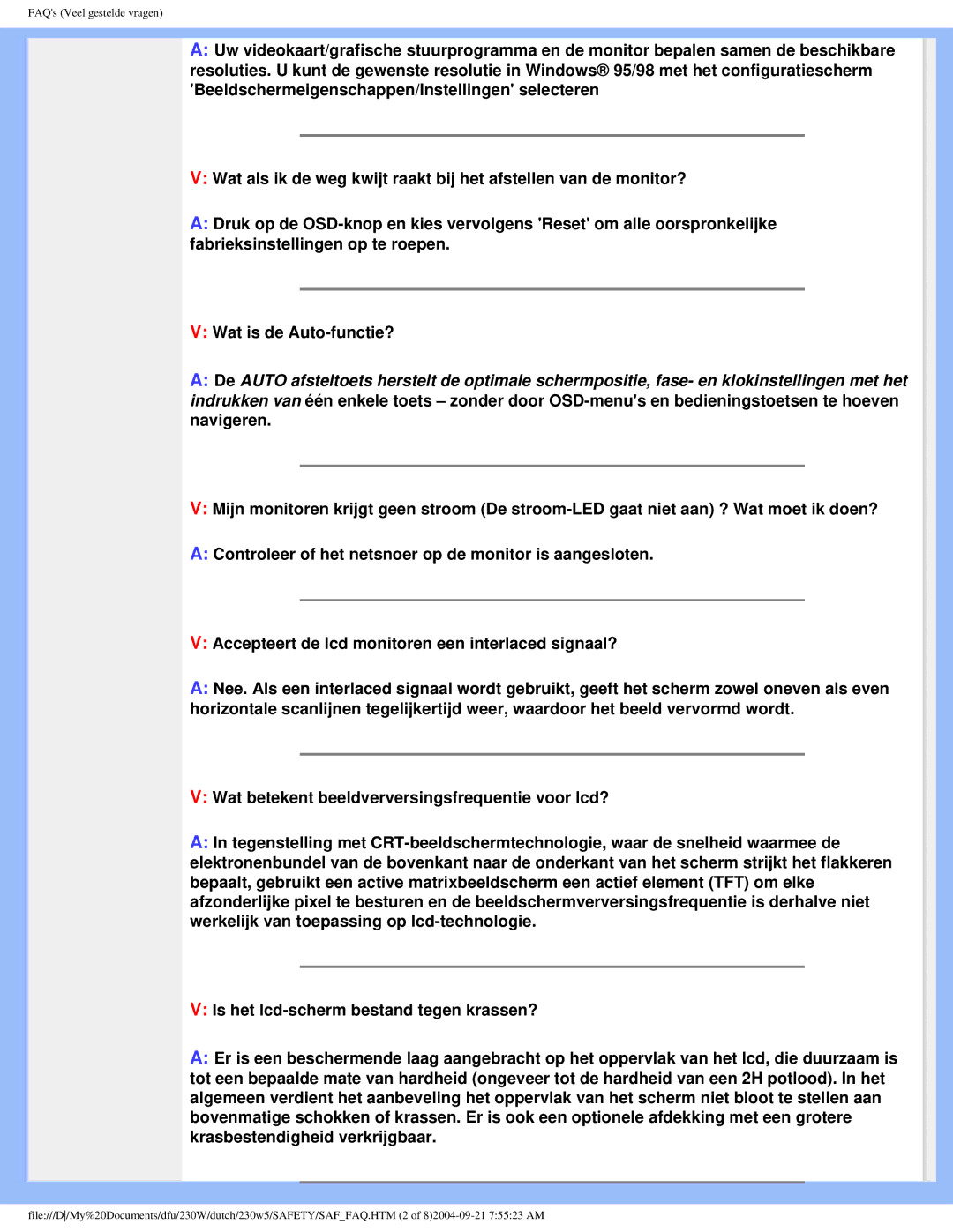 Philips 230W user manual FAQs Veel gestelde vragen 