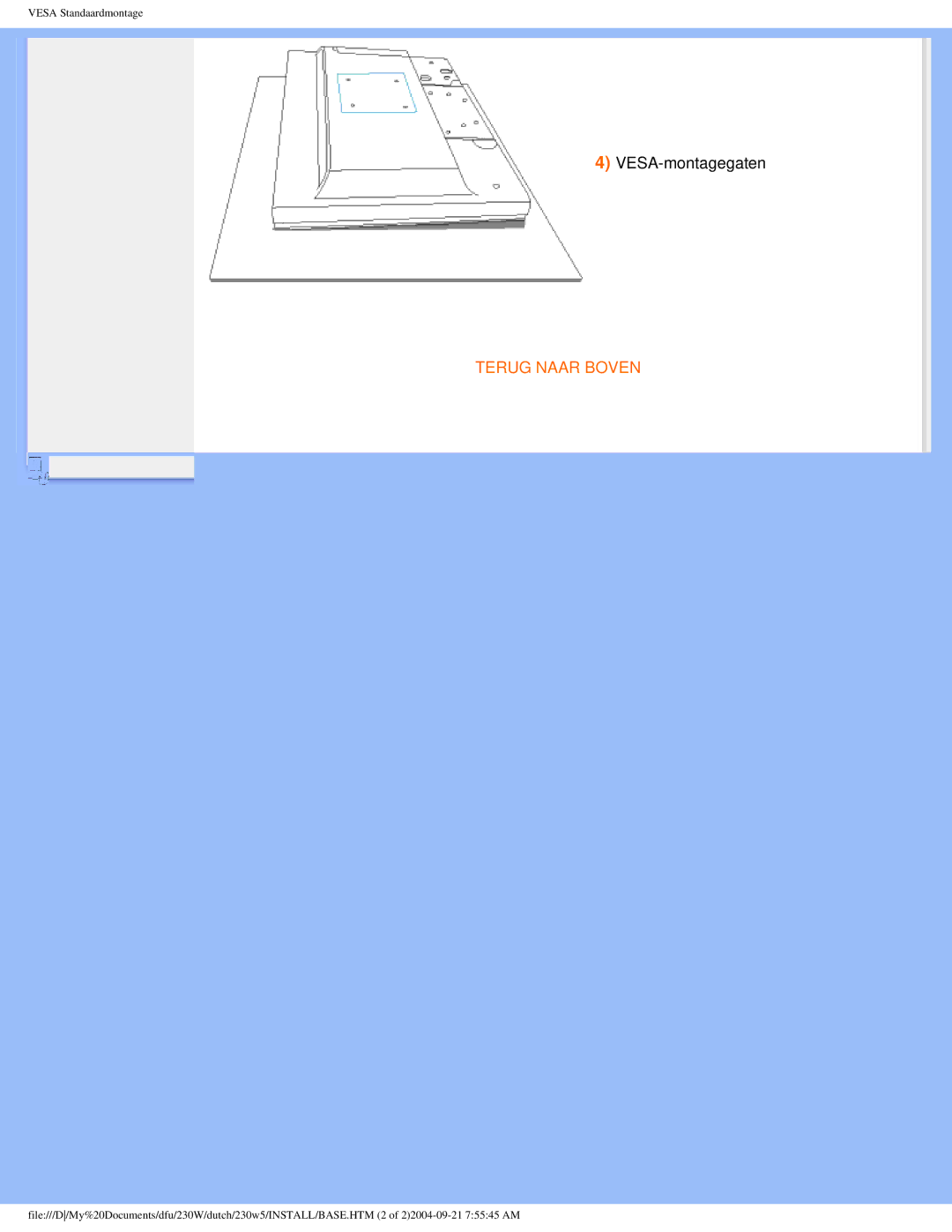 Philips 230W user manual VESA-montagegaten 