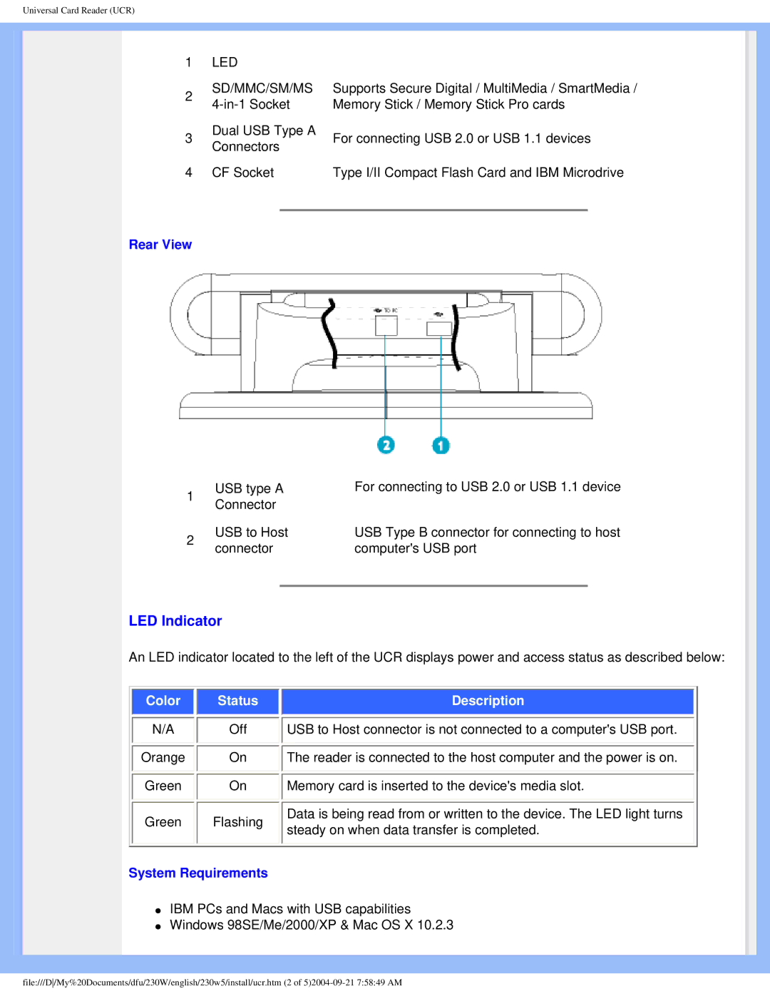 Philips 230w5 user manual LED Indicator, Led 