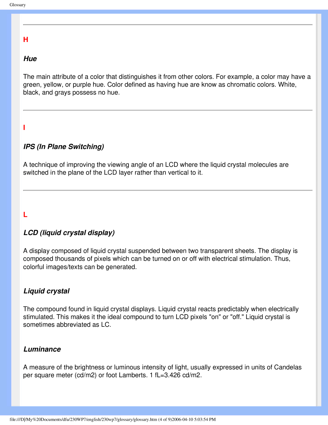 Philips 230WP7 user manual Hue 