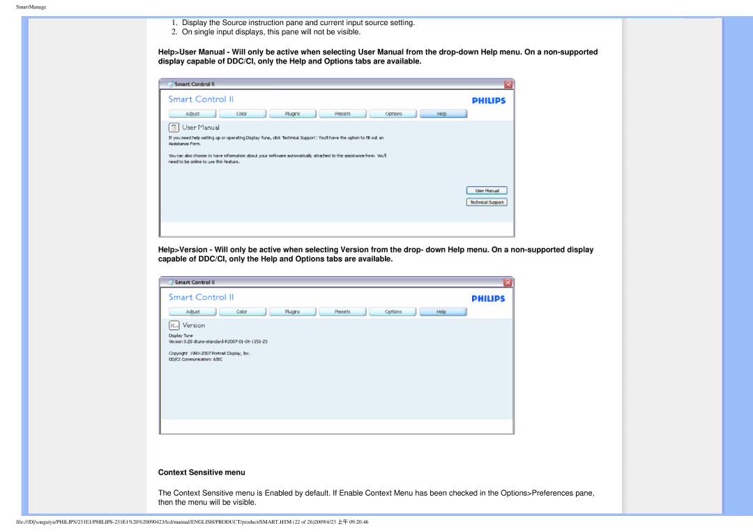 Philips 2.31E+03 user manual SmartManage 