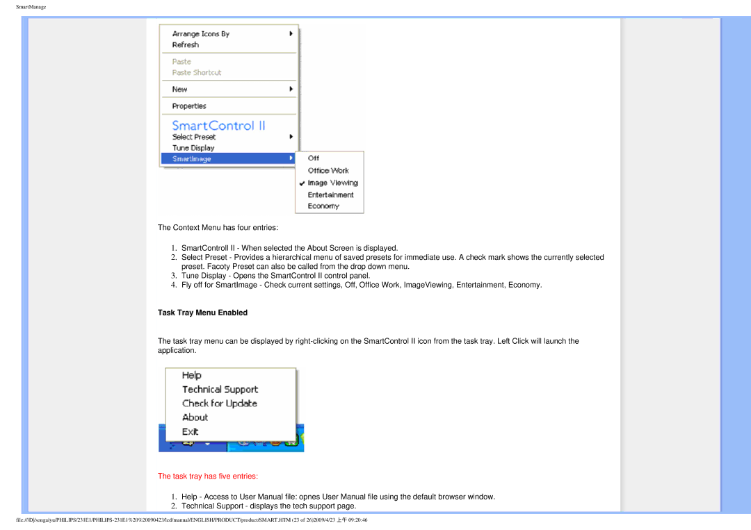 Philips 2.31E+03 user manual Task Tray Menu Enabled 