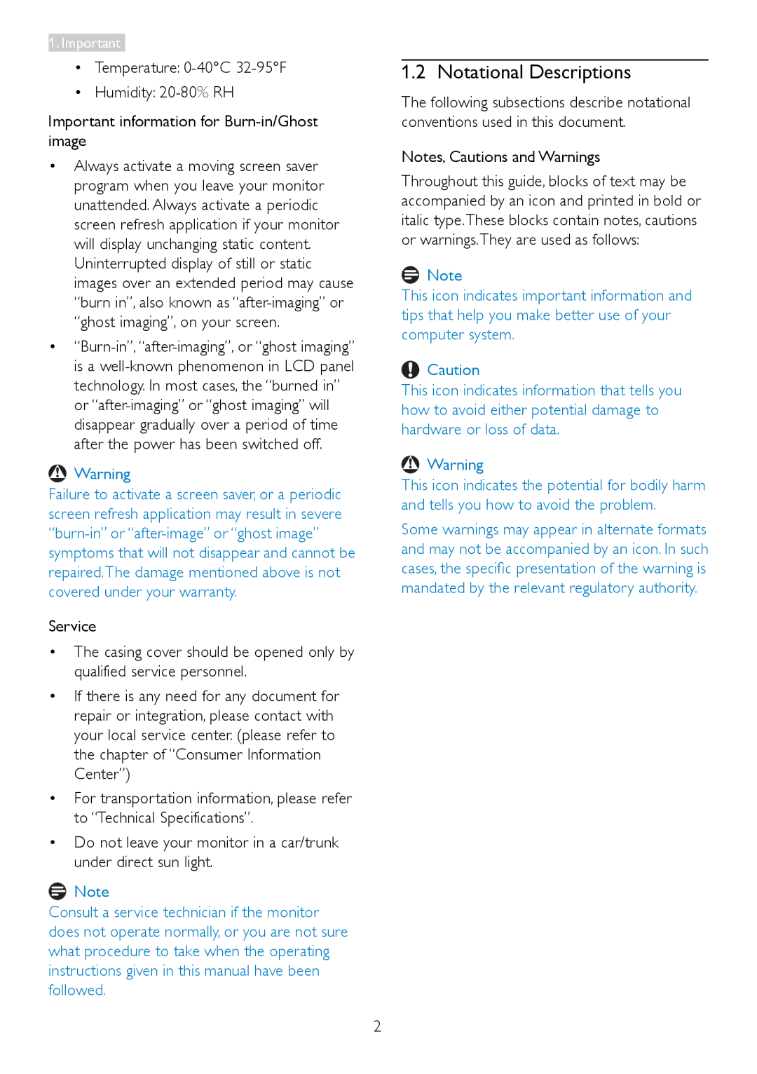 Philips 231P4QPYK, 231P4QRY user manual Notational Descriptions 