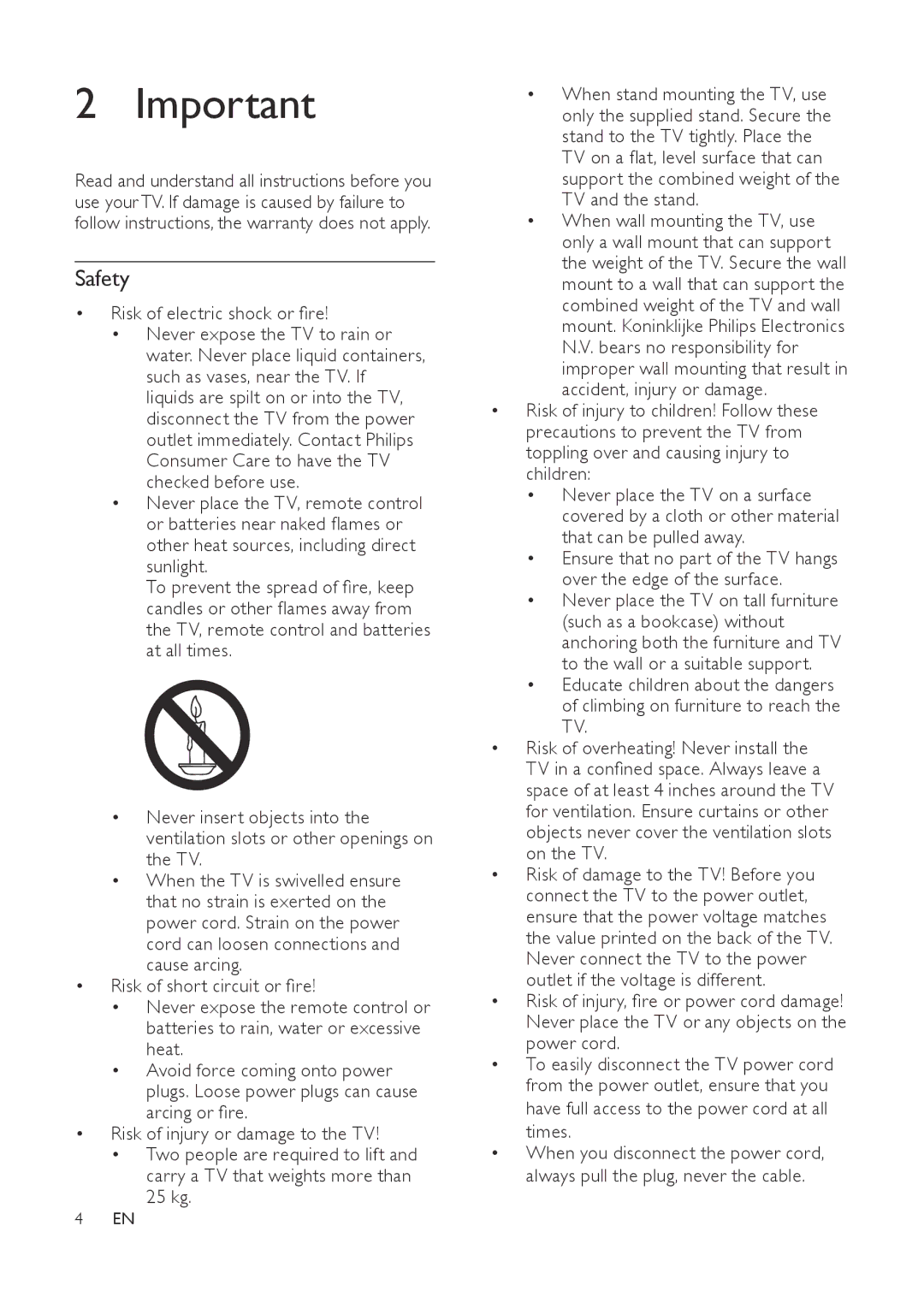 Philips 201T1SB/00, 231T1, 221T1 user manual Safety, Risk of electric shock or fire 