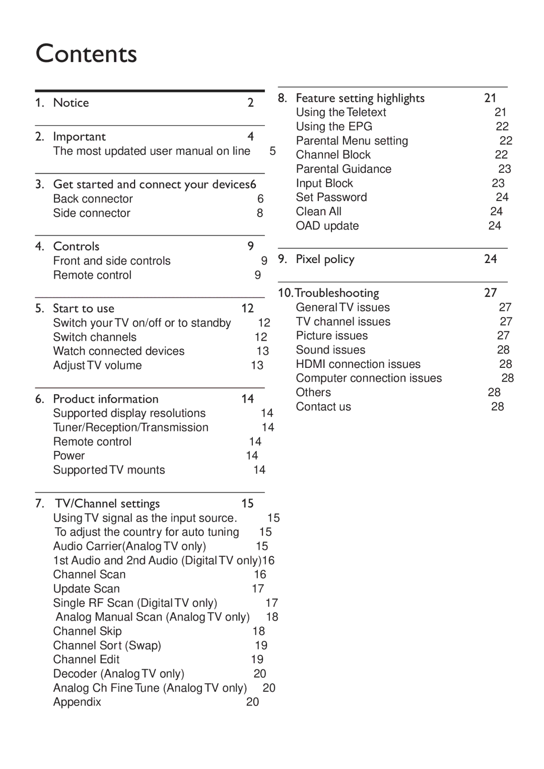 Philips 231T1L user manual Contents 