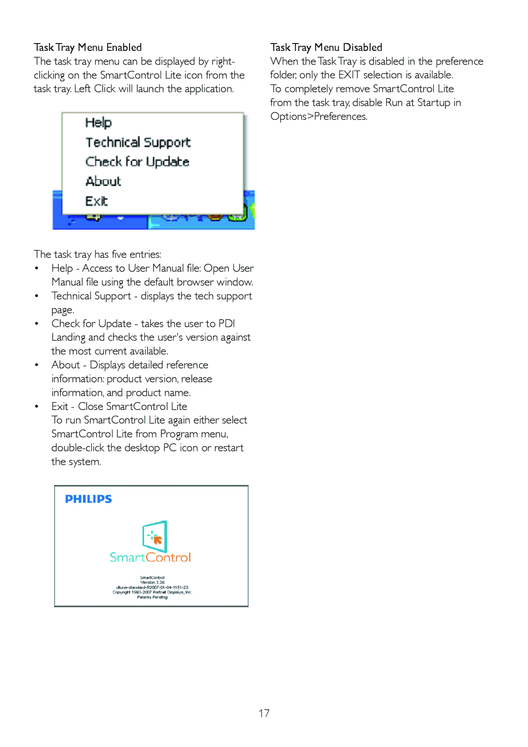 Philips 2.32E+04, 232EL2 user manual Task Tray Menu Enabled 