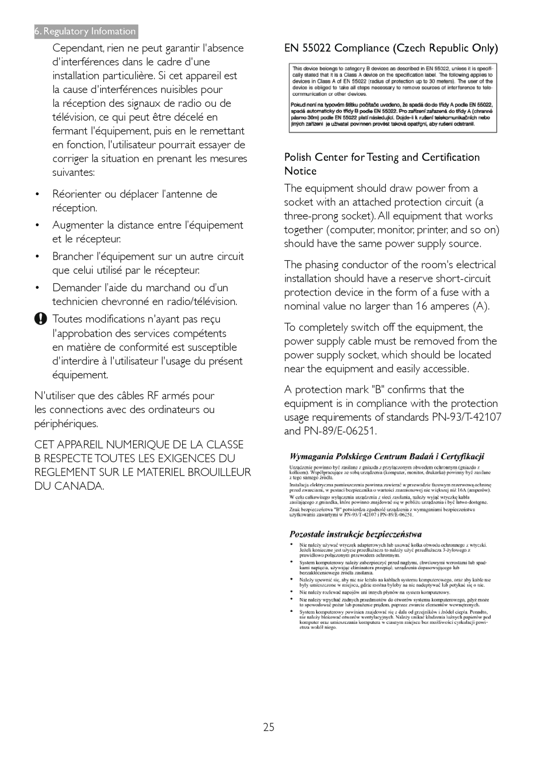 Philips 233V5LAB, 233V5LHAB user manual Regulatory Infomation 