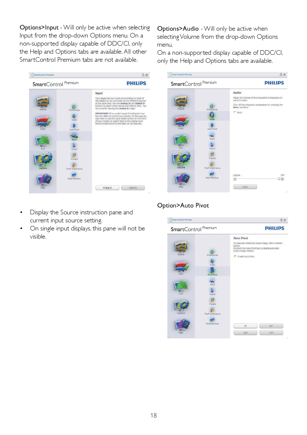 Philips 235BL2, 235B2 user manual OptionAuto Pivot 