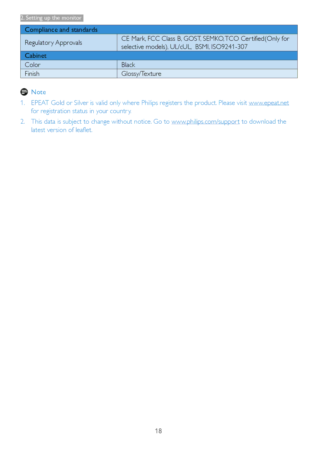 Philips 236V3L user manual Compliance and standards Regulatory Approvals, Selective models, UL/cUL, BSMI, ISO9241-307 