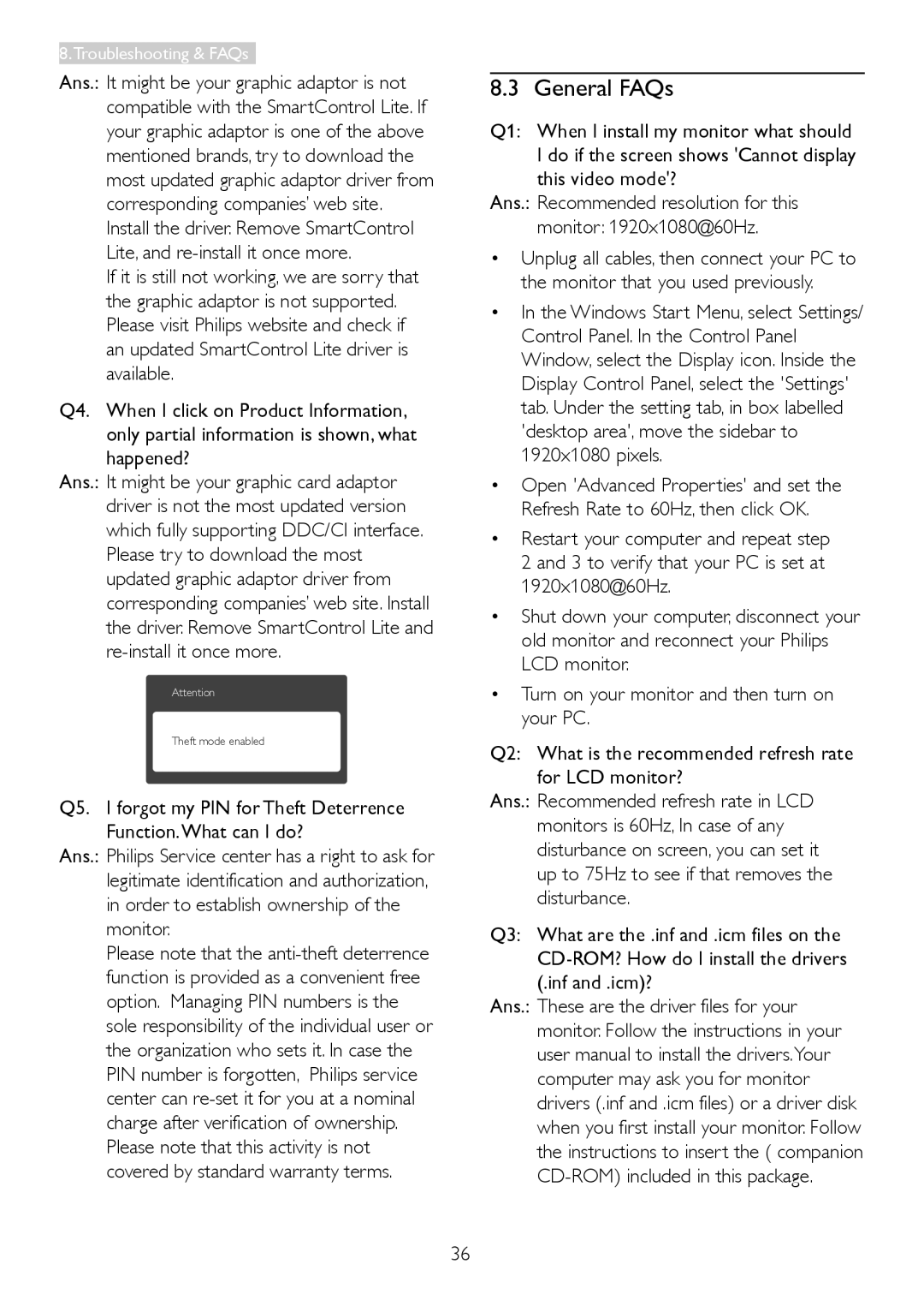 Philips 2.37E+06 user manual General FAQs 