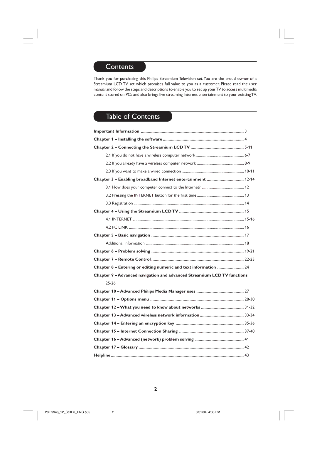 Philips 23iF9946 user manual Contents Table of Contents 