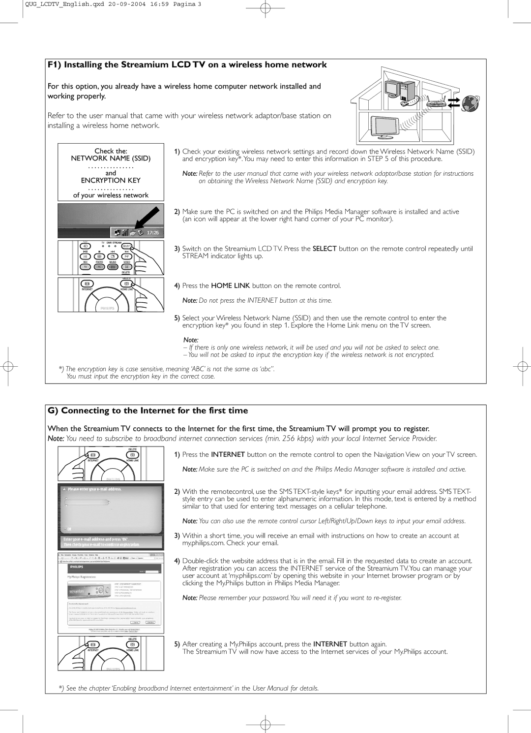 Philips 23IF9946/12 user manual Connecting to the Internet for the first time, Network Name Ssid Encryption KEY 