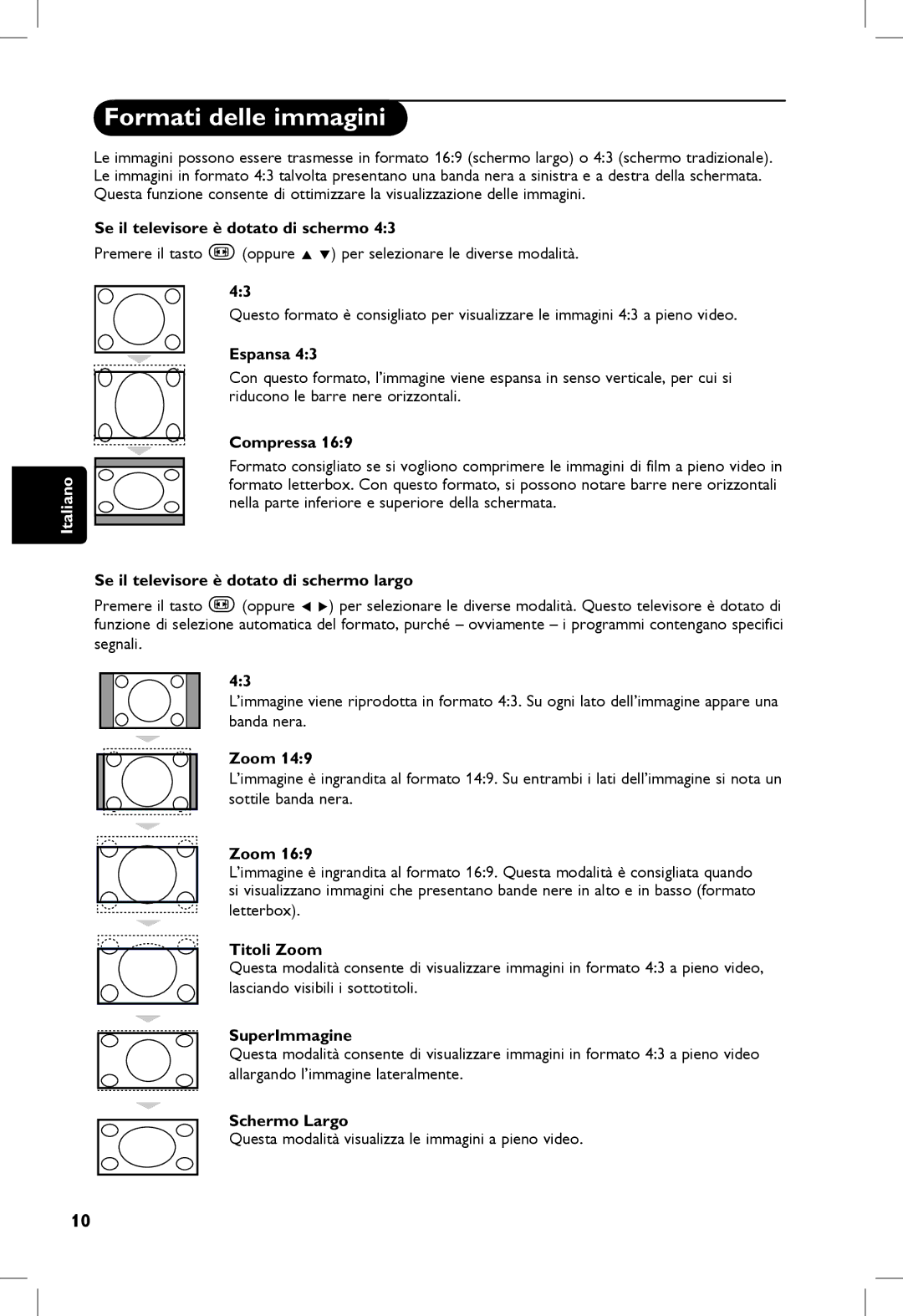 Philips 23PF, 5121, 20PF, 5321 manual Formati delle immagini 