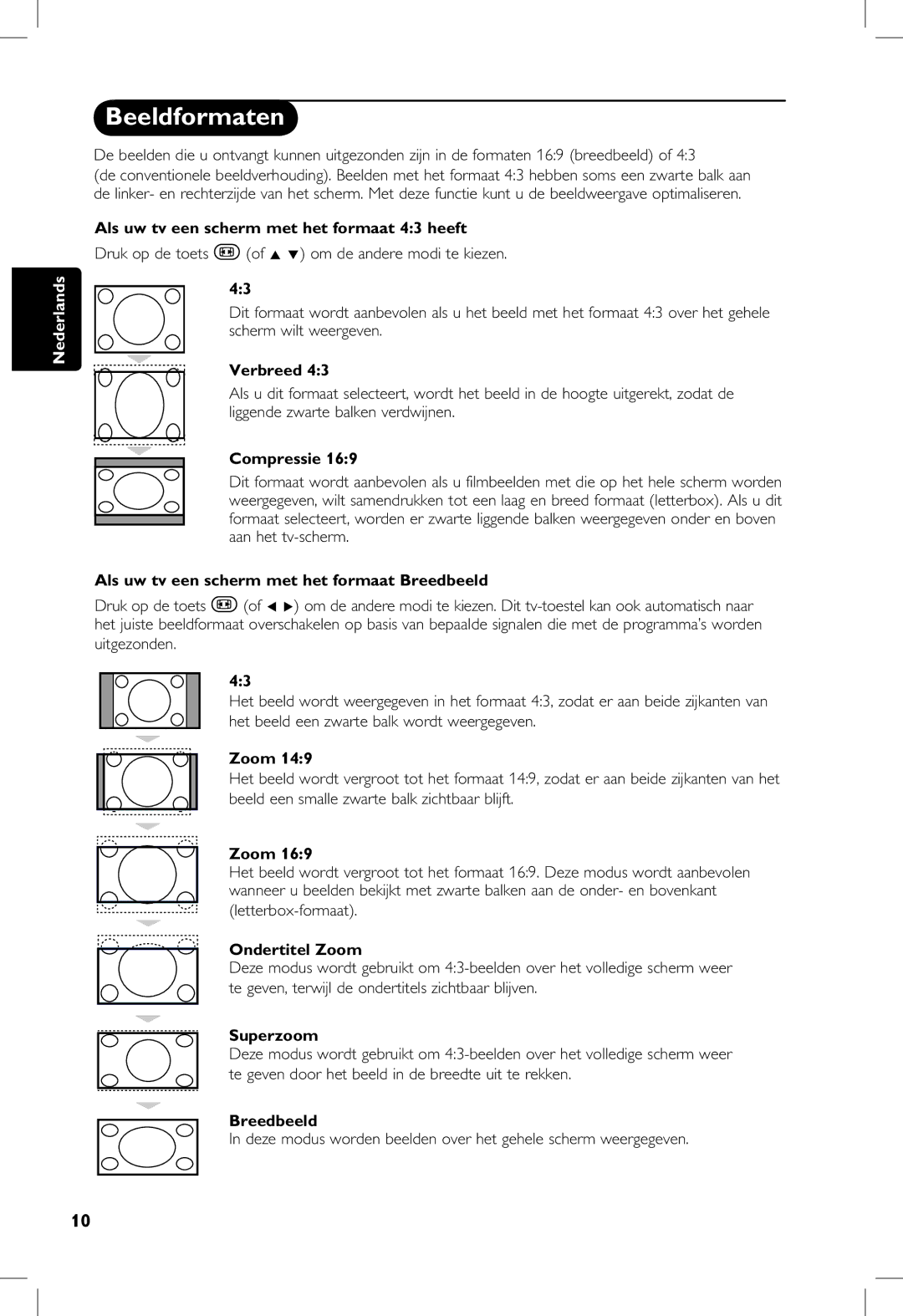 Philips 23PF, 5121, 20PF, 5321 manual Beeldformaten 