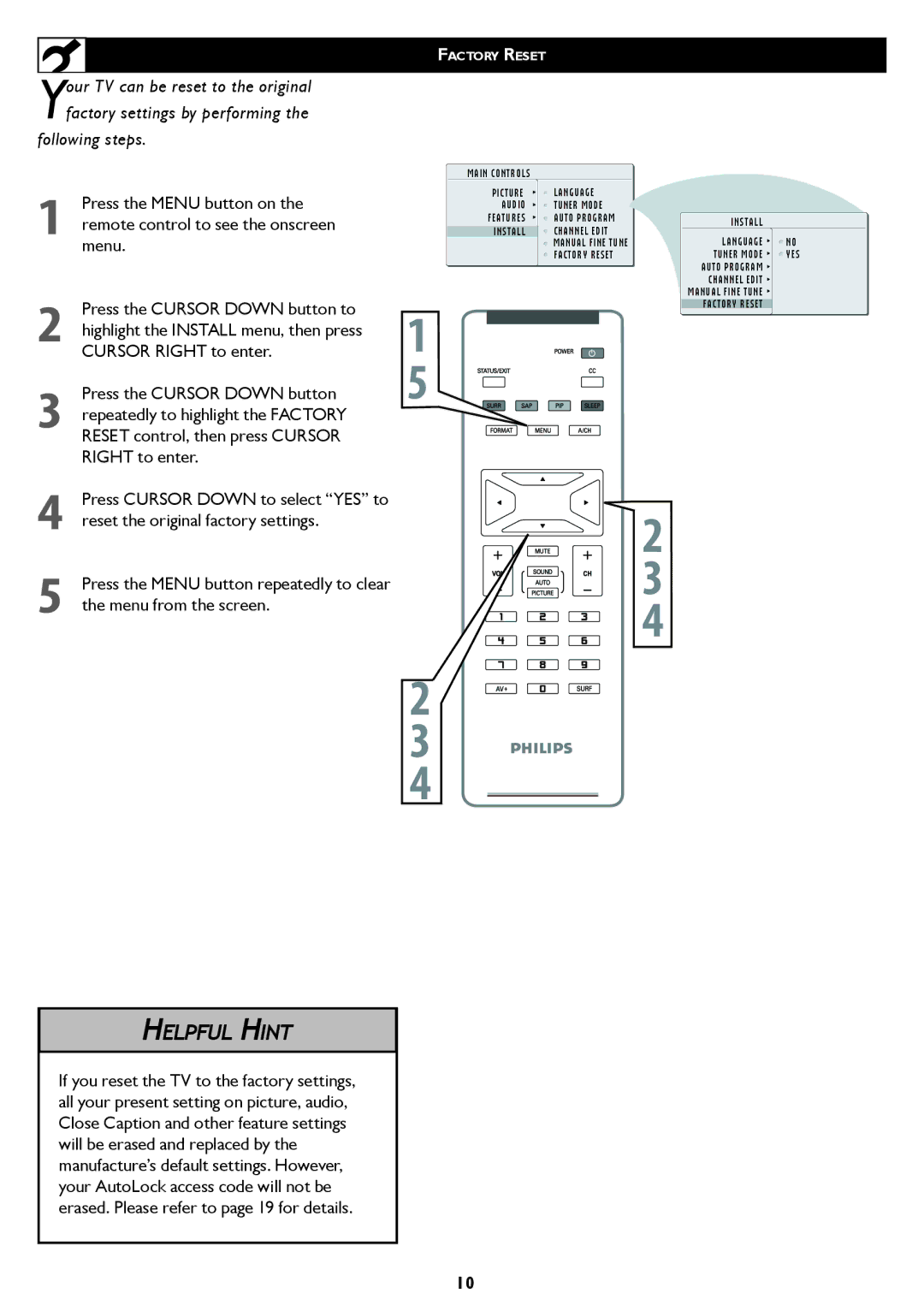 Philips 23PF5320 user manual Following steps 