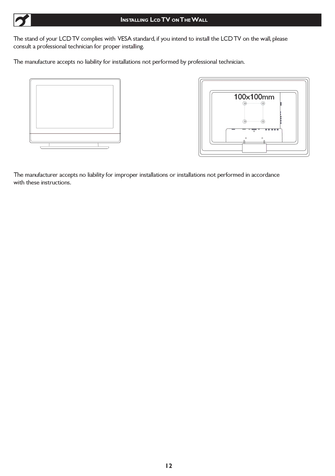 Philips 23PF5320 user manual 100x100mm 