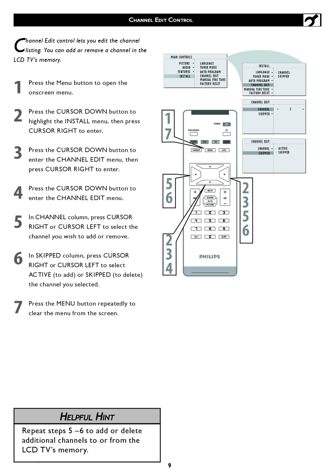 Philips 23PF5320 user manual LCD TV’s memory 