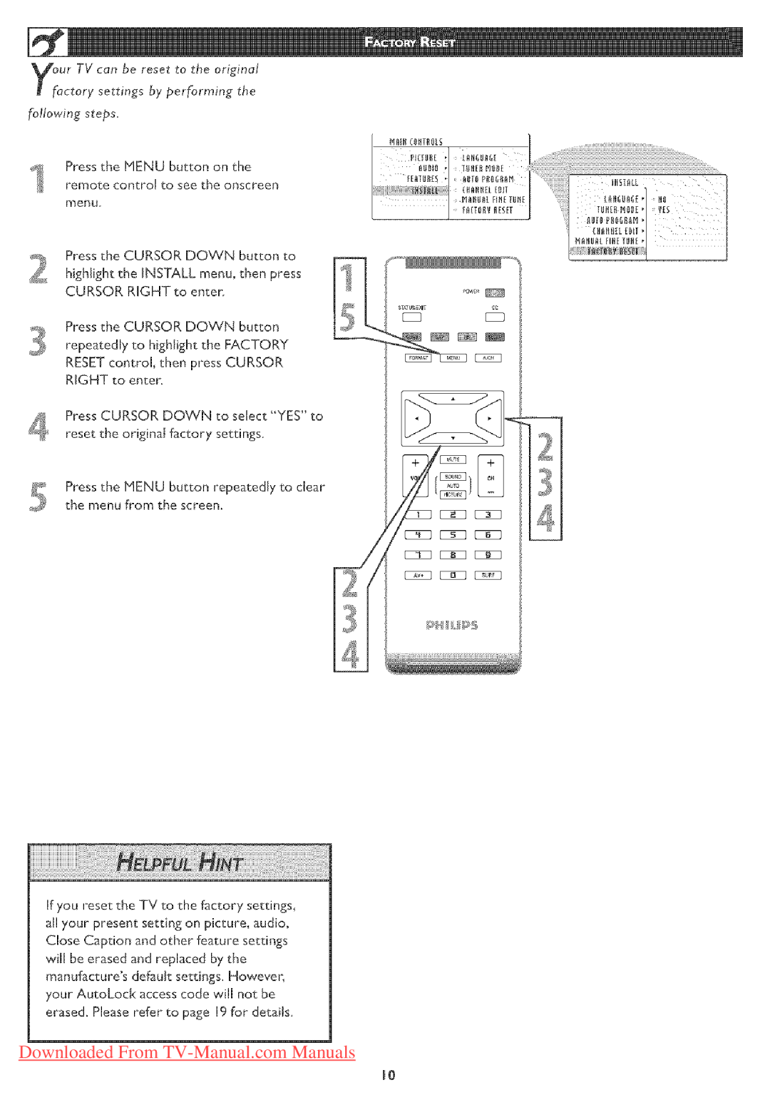 Philips 23PF5320 user manual Press the Menu button on Remote control to see the onscreen 