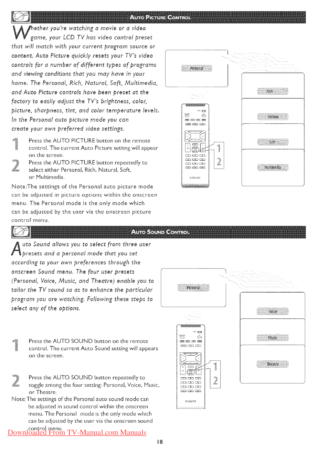 Philips 23PF5320 user manual Press the Auto Sound button on the ,emote 