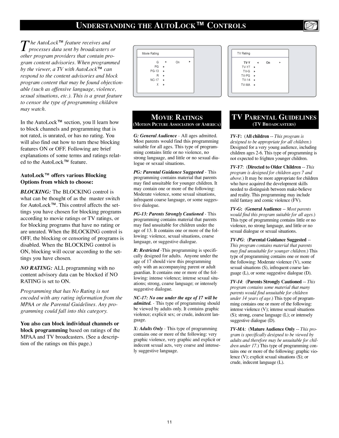 Philips 15PF8946/37, 23PF8946/37 user manual Understanding the Autolock Controls, You also can block individual channels or 