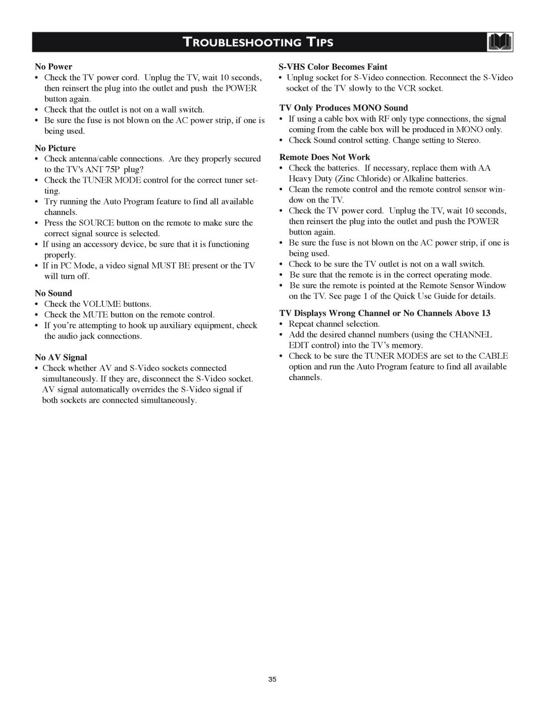 Philips 23PF8946/37, 20PF8946/37, 17PF8946/37, 15PF8946/37 user manual Troubleshooting Tips 