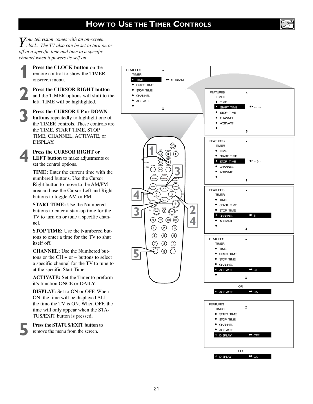 Philips 23PF9945/37B warranty HOW to USE the Timer Controls 