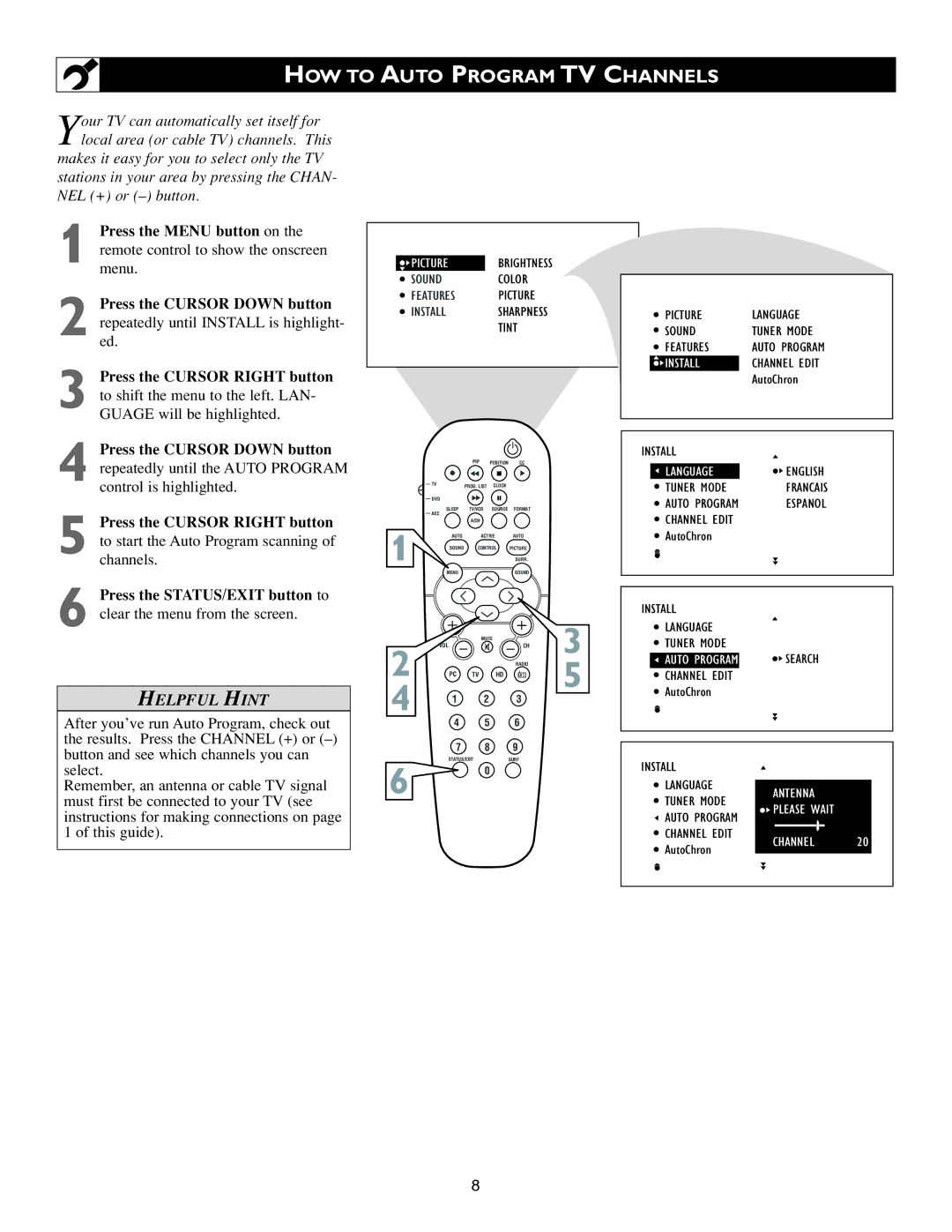 Philips 23PF9945/37B warranty HOW to Auto Program TV Channels 