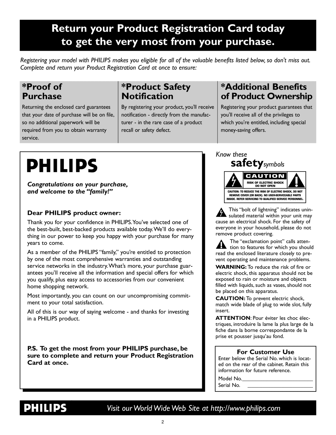 Philips 23PF9976i user manual Product Ownership 