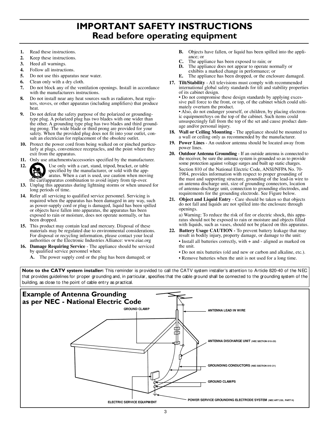 Philips 23PF9976i user manual Important Safety Instructions 