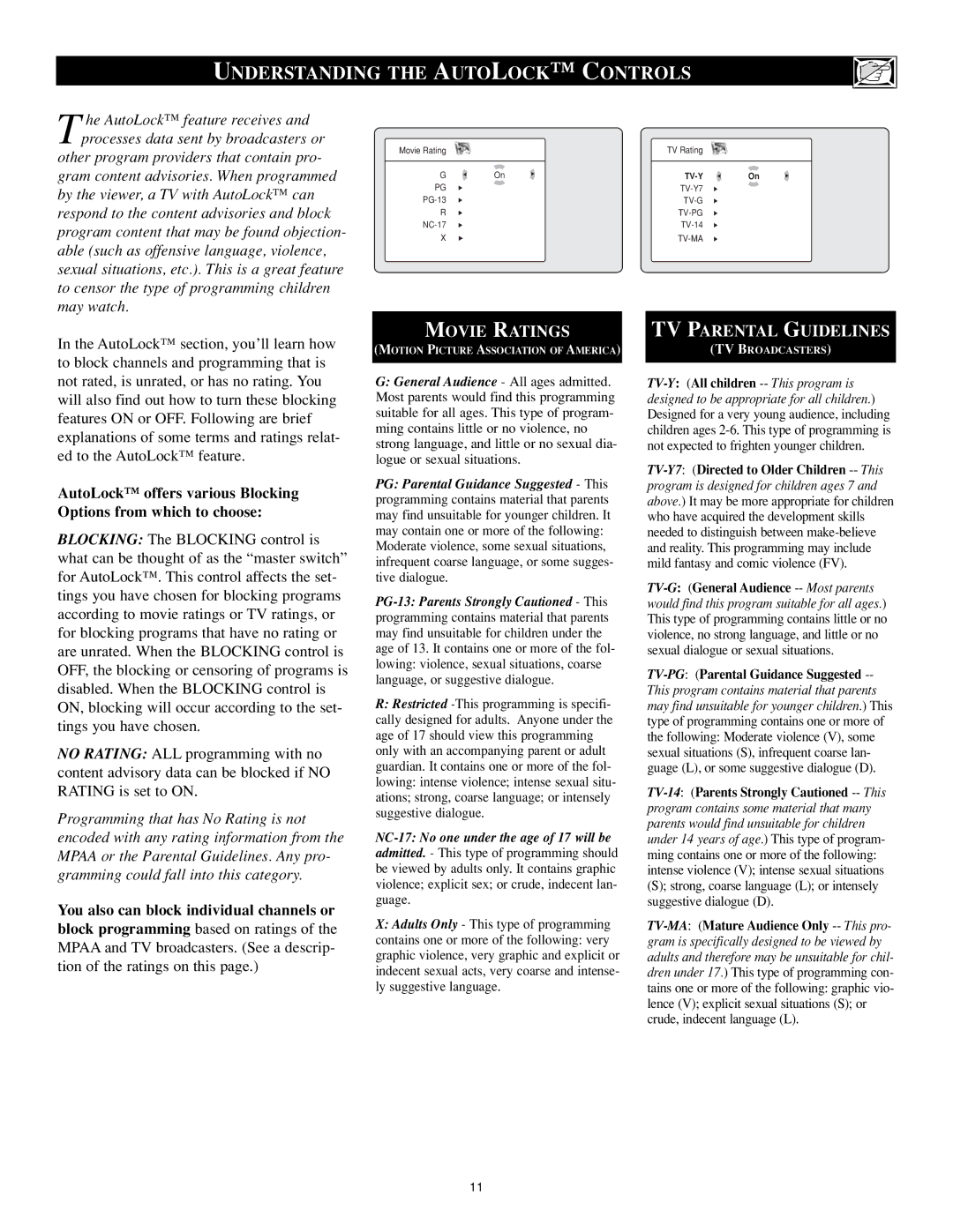 Philips 23PF9976i user manual Understanding the Autolock Controls, You also can block individual channels or 