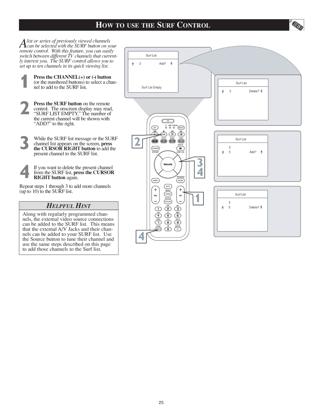 Philips 23PF9976i user manual HOW to USE the Surf Control 