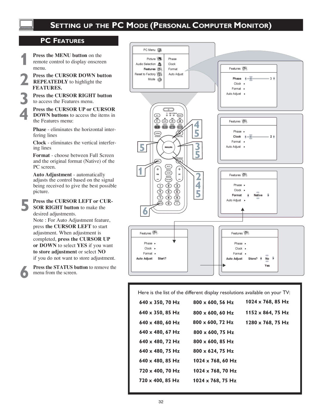 Philips 23PF9976i user manual Setting UP the PC Mode Personal Computer Monitor 