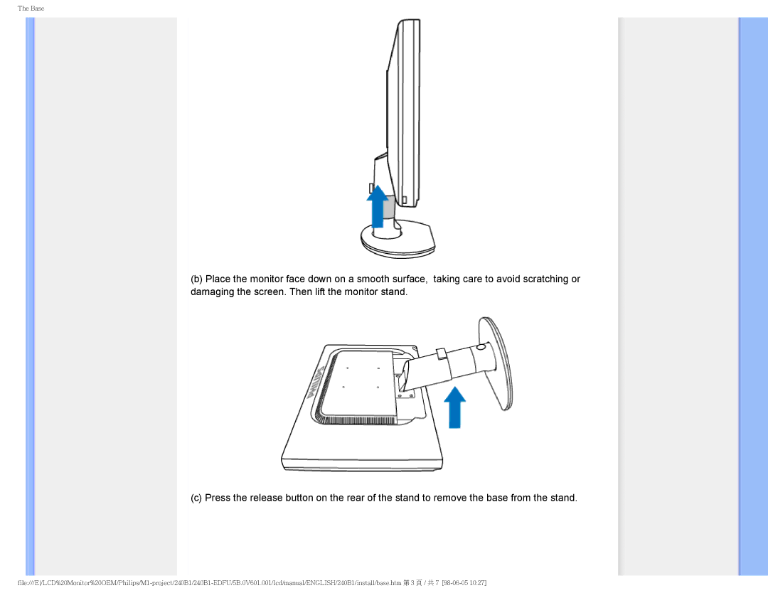 Philips 240B1CS/00 user manual Base 