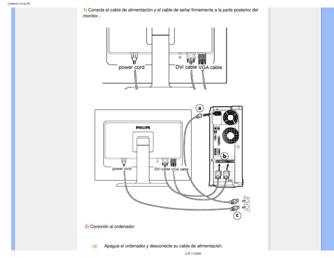 Philips 240BW8 user manual Conexión a su PC 